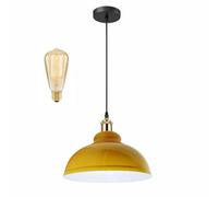 LEDSone Modern Yellow Metal Ceiling Pendant Fitting - 29cm Curvy Dome Shaped Easy Fit Light Shade for Bedroom, Hallway, Office, Café, Industrial Flush Mount Ceiling Lighting