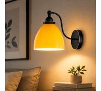 LEDSone Modern Yellow Wall Light, E27 Wall Lamp, Metal Indoor Wall Sconce, Vintage Industrial Bedside Reading Light, Decorative Wall Mounted Light for Bedroom, Living Room, Hallway, Kitchen
