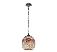 LEDSone Moroccan Style Pendant Light Mosaic Design Glass Handmade Ceiling Pendant Light Fixture Hanging Lampshade for Theme Restaurant Café Bar Decoration (Shade Style 2, with Bulb)