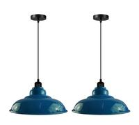 LEDSone Multi Colour Ceiling Pendant Light Set, Metal Ceiling Mount Chandelier, Large 32cm Light Shade, Adjustable E27 Lamp Fitting, Hanging Ceiling Lighting (Navy Blue 2)