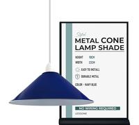 LEDSone Navy Blue Industrial Metal Lamp Shade 22cm Wide, 10cm Height,Vintage Cone Pendant Light Cover, Modern Retro Ceiling Lighting for Kitchen, Dining Room Easy Fit Light Shade