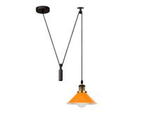 Ledsone Orange Industrial Pendant Light Vintage Edison 22Cm Metal Shade Adjustable 2M Cable Ceiling Lamp For Kitchen Island