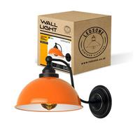 Ledsone Orange Metal Shade Wall Sconce Retro Vintage E27 Indoor Wall Light For Bedroom & Living Room.