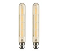 LEDSone Pack 2, LED Tubular B22 Light Bulb, T185 4W (40W Equivalent) Dimmable WarmWhite 2700K LED Filament | 185mm BC Bayonet | Energy Saving Vintage Long Cage Light Bulb for Home Decoration