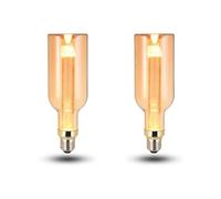 LEDSone Pack 2 | LED Vintage E27 Light Bulb, 3W (Equivalent to 30W) LED Filament 2700K Warm White 300 Lumens Amber Glass Edison Screw Base Cylinder Shape Energy Saving Bulb for Indoor Decoration