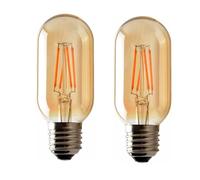 LEDSone Pack 2 | Vintage Edison E27 LED Light Bulb, T45 4W (Equivalent 40W) Tubular Dimmable Warm Light 2700K 450 Lumens Amber Glass Energy Saving Bulb for Indoor Lighting Decorative