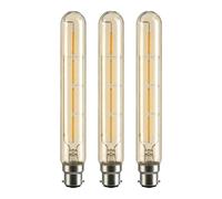 LEDSone Pack 3, LED Tubular B22 Light Bulb, T185 4W (40W Equivalent) Dimmable WarmWhite 2700K LED Filament | 185mm BC Bayonet | Energy Saving Vintage Long Cage Light Bulb for Home Decoration