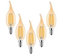 LEDSone Pack-5, LED E14 Candelabra Light Bulb, 4W(40W Equivalent) Dimmable 2700K Warm White 450 Lumens Flame Tip Vintage Style, Energy Saving Small Screw for Candle Chandelier Light Bulb