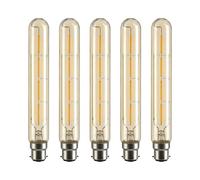 LEDSone Pack 6, LED Tubular E27 Light Bulb, T185 4W (40W Equivalent) Dimmable 2700K WarmWhite AmberGlass 450 Lumen | ES Screw LED Filament Vintage Energy Saving Bulb for Long Cage Lamp Home Decor