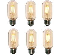 LEDSone Pack 6 | Vintage LED E27 Bulb, Edison Tubular T45 4W (Equvalent 40W) Dimmable LED Filament Screw Warm White 2700K Amber Glass 450 Lumens Energy Saving Bulb for Indoor Lighting Decorative