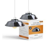 LEDSONE Pack of 2 Chrome Metal Ceiling Lamp Shade 22cm Easy Fit Light Pendant Modern Ceiling Lighting Shade for Bedroom,Hallway, Office, Café,Restaurant Industrial Light Shade Hanging Pendant