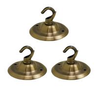 LEDSone Pack of 3 Ceiling Rose Hook Plate Metal Green Brass 75mm Ceiling Light Fitting with Accessories for Chandeliers Pendant Lights Wall Lamps Hanging Lights Planters Decorations