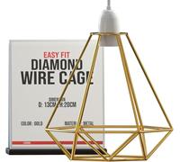 LEDSONE Pendant Diamond Cage Modern Geometric Lampshade Metal Wire Rose Gold 14.5x20cm Ideal for Living Room Kitchen Restaurant Office.