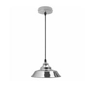 LEDSone Pendant Light 22cm Chrome Finish E27 Metal Lighting Adjustable Modern Retro Style Ceiling Light Shade for Home Office Cafe Bistro and Restaurant