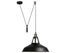 LEDSone Pendant Light, Adjustable Height Industrial Pulley Lighting, Rustic Ceiling Hanging Light Edison Island Lamp for Farmhouse Dinner Room Kitchen Hallway, Black, E27 Bulb Socket D