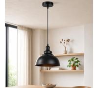 LEDSone Pendant Light Fitting Industrial 95cm Height Adjustable Metal E27 Holder Ceiling Hanging Pendant Lighting for Living Room Bed Room Dining Room Kitchen Hall Ways (Black)