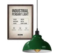 LEDSone Pendant Light Fitting Industrial 95cm Height Adjustable Metal E27 Holder Ceiling Hanging Pendant Lighting for Living Room Bed Room Dining Room Kitchen Hall Ways (Green)