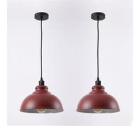 LEDSone Pendant Light Fitting Industrial 95cm Height Adjustable Metal E27 Holder Ceiling Hanging Pendant Lighting for Living Room Bed Room Dining Room Kitchen Hall Ways (Burgundy - 2 Pack)