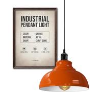 LEDSone Pendant Light Fitting Industrial 95cm Height Adjustable Metal E27 Holder Ceiling Hanging Pendant Lighting for Living Room Bed Room Dining Room Kitchen Hall Ways (Orange)