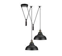 LEDSone Pendant Light Shade Black 2 Head Ceiling Spider Metal Lamp Adjustable 195cm Cord Vintage Edison E27 Bulb Base Industrial Retro Lighting Island Lamp for Dinner Room Kitchen.