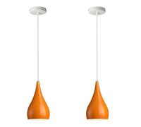LEDSone Pendant Lights Vintage Style Tear Drop lamp Shade Adjustable Hanging Industrial Ceiling Pendant Lights for Offices Restaurants and Any Other Stylish Places (Orange - 2 Pack)