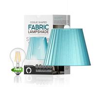 LEDSone Pleated Fabric Coolie Lampshade with Free A60 LED Bulb Light Blue Pendant Light Shade Non Electrical for Floor or Ceiling Lamps Use in Living Room Bedroom or Dining Room Decor