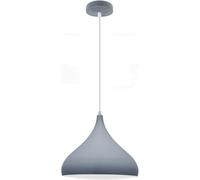 Ledsone Plug-In Pendant Light Fixture Modern Curvy Metal Shade With 4M Fabric Cord & Dimmer Switch, Hanging Pendant Lamp (Grey)