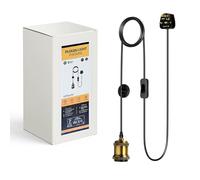LEDSone Plug-in Pendant Light Vintage Metal Pendant Light on/Off Switch 4.5m Cable with Hook Ceiling Mounted Light for Living Room (4.5m Black with Hook, with Holder)