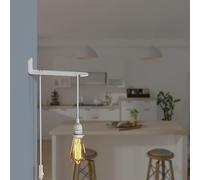 LEDSone Plug-in Pendant Light Vintage Metal Pendant Light on/Off Switch 4.5m Cable with Hook Wall Mounted Bracket lamp Light for Living Room (4.5m White with Bracket)