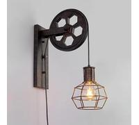 LEDSone Pulley Wheel Wall Light Brushed Copper Wire Cage E27 Sconce
