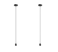LEDSone 2m Black 2 Pack Pendant Light E27 Rainproof Lamp Holder IP65 Indoor/Outdoor Ceiling Hanging Pendant for Backyard Porch Garage