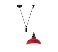Ledsone Red Industrial Pulley Pendant Light Rustic Farmhouse Adjustable 195Cm Hanging Lamp 60W E27 Bulb Base For Kitchen Island