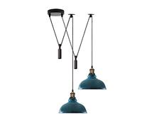 LEDSone Retro 2 Head Spider Light Ceiling Pendant Lamp Shade Metal 29cm Cyan Blue E27 Base Adjustable Hanging Industrial Fixture for Living Room Bedroom Cafe Hall Loft