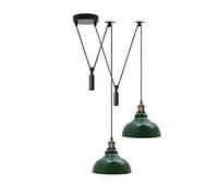 LEDSone Retro 2 Head Spider Light Ceiling Pendant Lamp Shade Metal 29cm Green E27 Base Adjustable Hanging Industrial Fixture for Living Room Bedroom Cafe Hall Loft