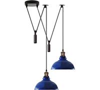 LEDSone Retro 2 Head Spider Light Ceiling Pendant Lamp Shade Metal 29cm Navy Blue E27 Base Adjustable Hanging Industrial Fixture for Living Room Bedroom Cafe Hall Loft