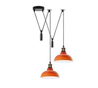 LEDSone Retro 2 Head Spider Light Ceiling Pendant Lamp Shade Metal 29cm Orange E27 Base Adjustable Hanging Industrial Fixture for Living Room Bedroom Cafe Hall Loft