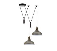 LEDSone Retro 2 Head Spider Light Ceiling Pendant Lamp Shade Metal 29cm Satin Nickel E27 Base Adjustable Hanging Industrial Fixture for Living Room Bedroom Cafe Hall Loft