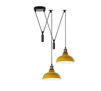 LEDSone Retro 2 Head Spider Light Ceiling Pendant Lamp Shade Metal 29cm Yellow E27 Base Adjustable Hanging Industrial Fixture for Living Room Bedroom Cafe Hall Loft
