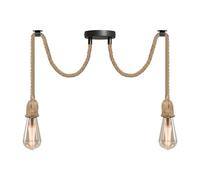 LEDSone Retro 2 Way Hemp Rope Spider Pendant Lighting, Industrial E27 Lamp Holder 2m Ceiling Hanging Light Fitting for Living Room Bed Room Restaurant