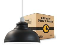 LEDSONE Retro Black Inner White Metal Ceiling Lampshade 29cm Easy Fit Modern Hanging Pendant Lightshade for Bedroom Dining Room Hallway Office Industrial Kitchen Restaurant Bar