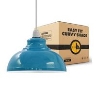 LEDSONE Retro Blue Metal Ceiling Lampshade 29cm Easy Fit Modern Hanging Pendant Lightshade for Bedroom Dining Room Hallway Office Industrial Kitchen Restaurant Bar