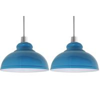 LEDSone Retro Blue Metal Ceiling Lampshade 29cm Easy Fit Modern Hanging Pendant Lightshade for Bedroom Dining Room Hallway Office Industrial Kitchen Restaurant Bar (Pack of 2)