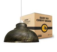 LEDSONE Retro Brushed Brass Metal Ceiling Lampshade 29cm Easy Fit Modern Hanging Pendant Lightshade for Bedroom Dining Room Hallway Office Industrial Kitchen Restaurant Bar