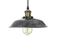 LEDSone Retro Brushed Silver Ceiling Light Shades Vintage Industrial Shades Rustic Metal Curved 36cm Large Easy Fit Modern Look Shades for Pendant Lighting Bedroom, Kitchen, Office
