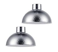 LEDSONE Retro Ceiling Lampshade Metal Chrome 26cm 2 Pack Easy Fit with Reducer Ring Modern Bulb Guard Hanging Lightshade for Bedroom, Hallway, Office, Kitchen, Dining Room, Cafe, Bar, Restaurtant