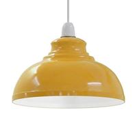 LEDSone Retro Ceiling Light Easy Fit Pendant Metal 29cm curvy lampshade, Modern Industrial Vintage Look Lamp Shade (Yellow)