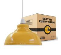 LEDSone Retro Ceiling Light Easy Fit Pendant Metal 29cm curvy lampshade, Modern Industrial Vintage Look Lamp Shade (Yellow)