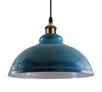 LEDSONE Retro Cyan Blue Metal Ceiling Lampshade 29cm Easy Fit Modern Hanging Pendant Lightshade for Bedroom Dining Room Hallway Office Industrial Kitchen Restaurant Bar