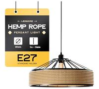 LEDSone Vintage Hemp Rope Pendant Light with Hemp Rope arounded Wire Cage Hanging Ceiling Pendant Decorative Light Fixture for Restaurant and Any Other Places