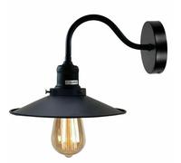 Ledsone Retro Industrial Black Wall Sconce Light Swan Neck Arm Wall Lamp Shade With Flat Lamp Shade, E27 Holder Fitting